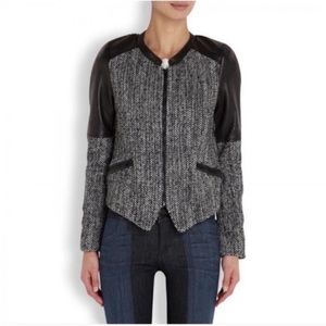 Parker tweed and leather zip up jacket